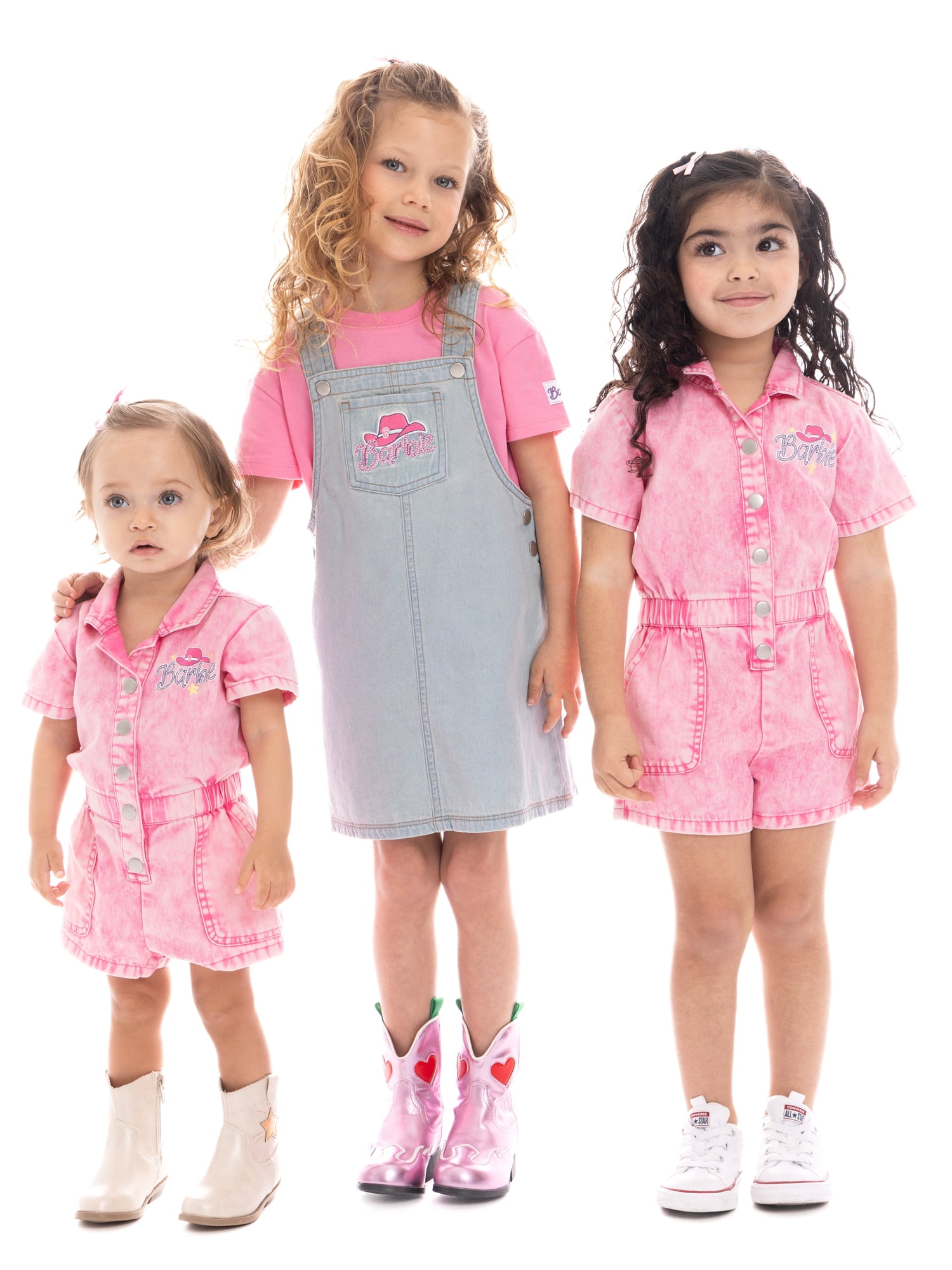 Barbie Toddler Girl Western Graphic Print Twill Romper with Short Sleeves, Sizes 12M-5T