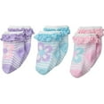 thumbnail image 3 of Jefferies Socks Baby Girls Daisy Eyelet Lace Stripe Pattern Ankle Socks 3 Pair Pack, 3 of 4