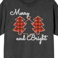 thumbnail image 2 of Seasonal Shapes Merry And Bright Plaid Christmas Trees Crew Neck Short Sleeve Charcoal Heather Unisex Adult T-shirt, 2 of 4