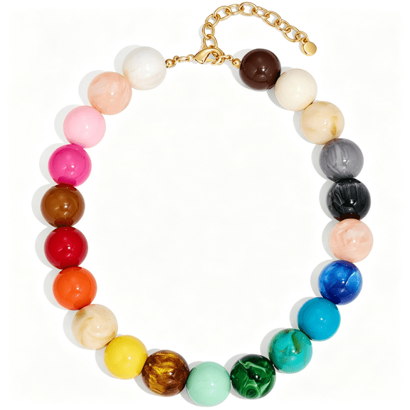 DESIGNICE Chunky Beaded Necklace for Women Colorful Big Bead Choker Necklace Fashion Trendy Summer Boho Large Bead Statement Necklaces Beach Vocation Holiday Jewelry Gifts