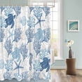 thumbnail image 3 of Fabric Shower Curtain, Summer Ocean Blue Coral and Sea Turtle Bathroom Curtain with 12 Hooks Waterproof No Bad Odor Machine Washable Bath Curtains for Bathroom, Spa Room, Background Cloth, 72"x72", 3 of 6