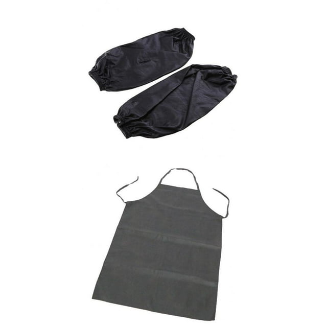 Delantal de PU con manga resistente al agua y al aceite para trabajo industrial de cocina Negro Cola Delantal impermeable de las mangas