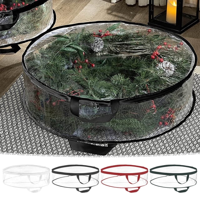 Wreath Storage Container, Wreath Storage Bag, Christmas Wreath Storage, Wreath Bag, Wreath Protector with Handle Christmas Wreath Storage Bag Finishing Bag Insect-Proof Wreath Storage Bag