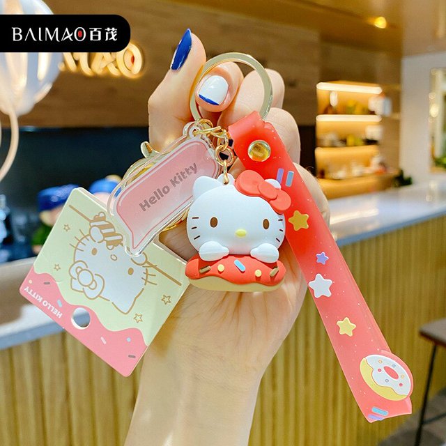 LLavero de dibujos animados Kawaii Sanrioed serie mymelody Kuromi Cinnamoroll tendencia de moda pareja Linda Donut llavero mochila YAOSANBAO BAO unisex