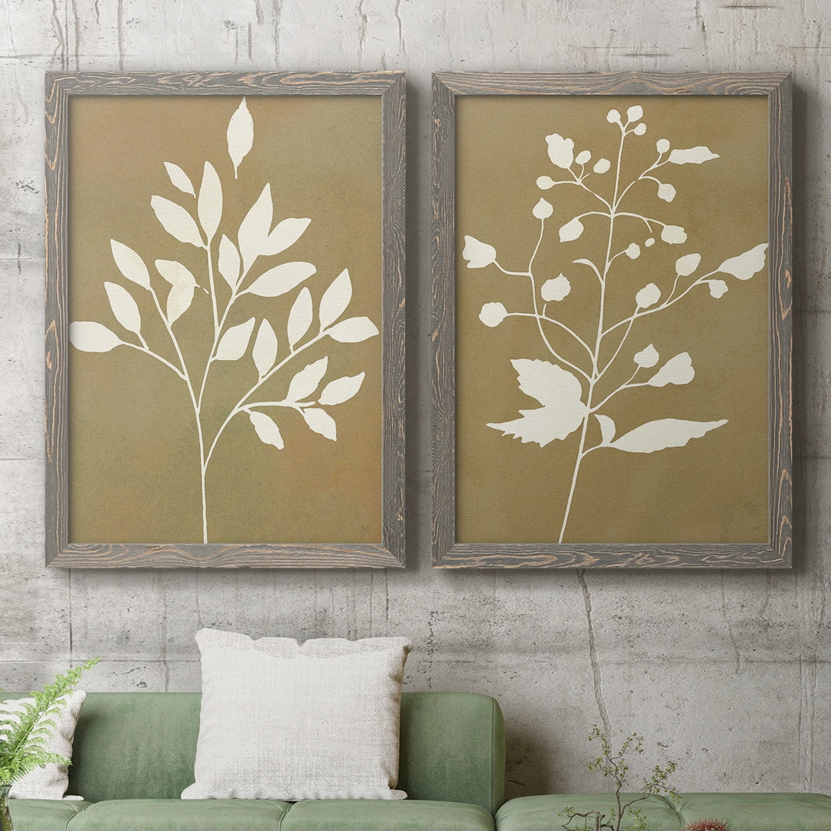 Honey Botanical I - Premium Framed Canvas 2 Piece Set - Ready to Hang