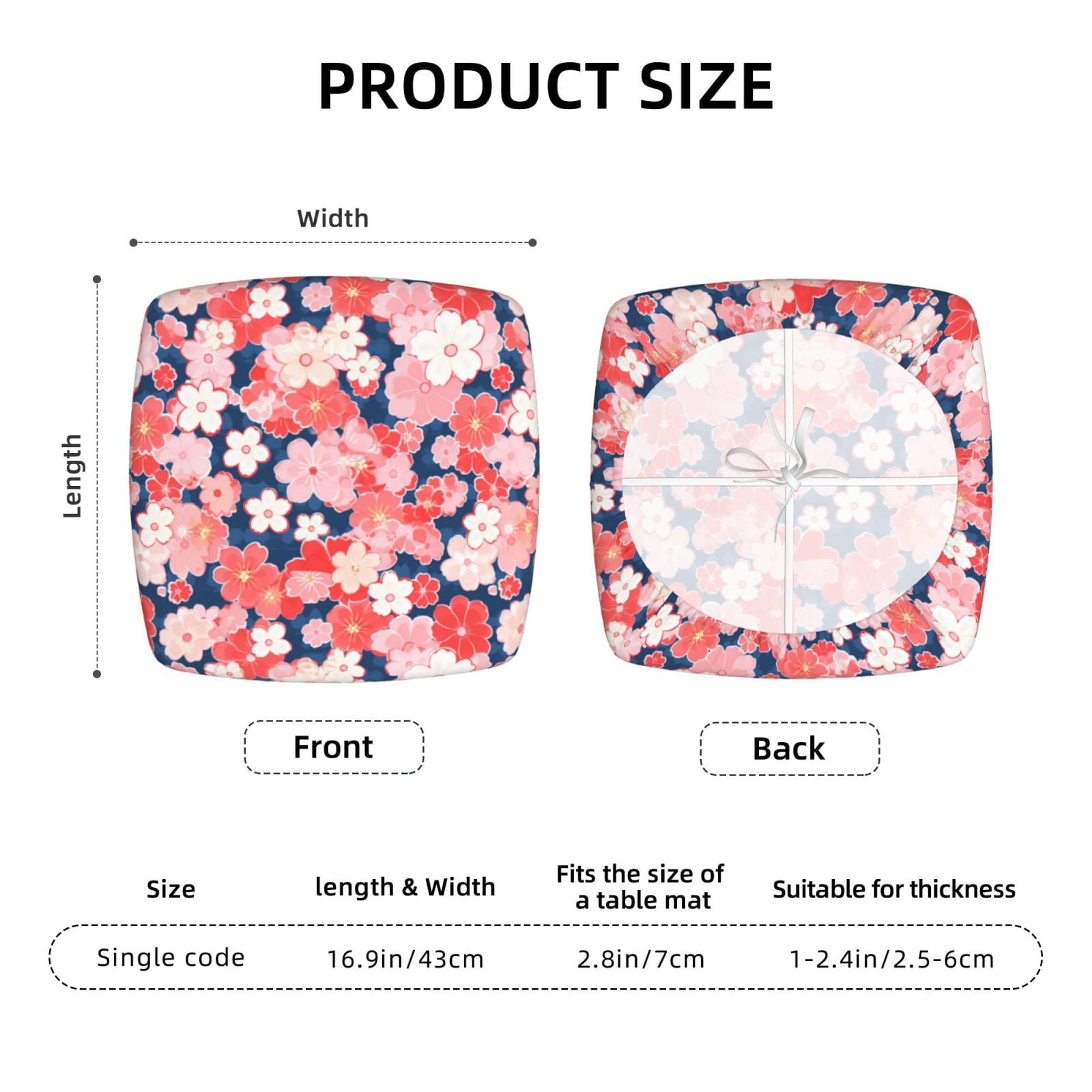 Rateoe Japanese Cherry Blossoms Pattern Square Couch Cushion Covers, Sofa Furniture Protector Slipcover with Bottom Tie rope, Soft Non-Slip Non-Wrinkle Non-Sticky-Six Piece