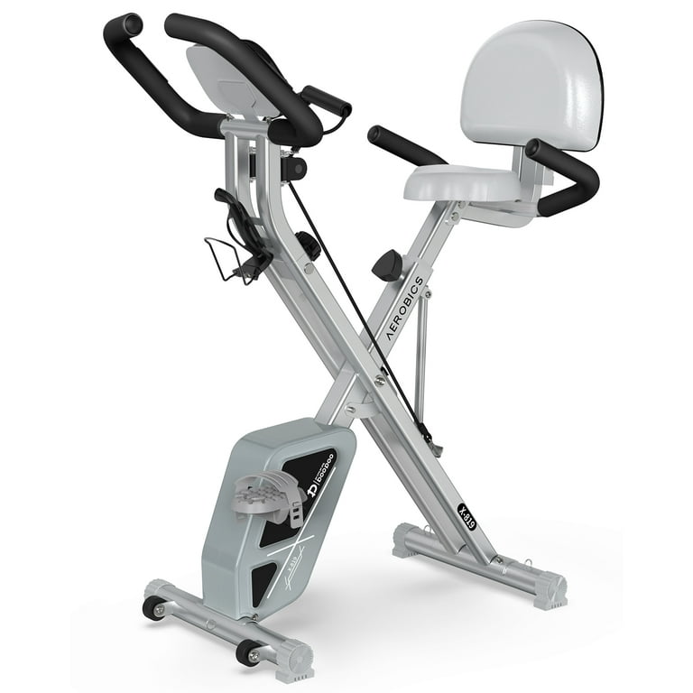 Pooboo Indoor Foldable X Bike for Home Office Cardio Sport 3 in 1 Stationary Exercise Bike Adjustable Resistance Upright Machine with LCD Monitor Comfortable Seat Cushion Walmart