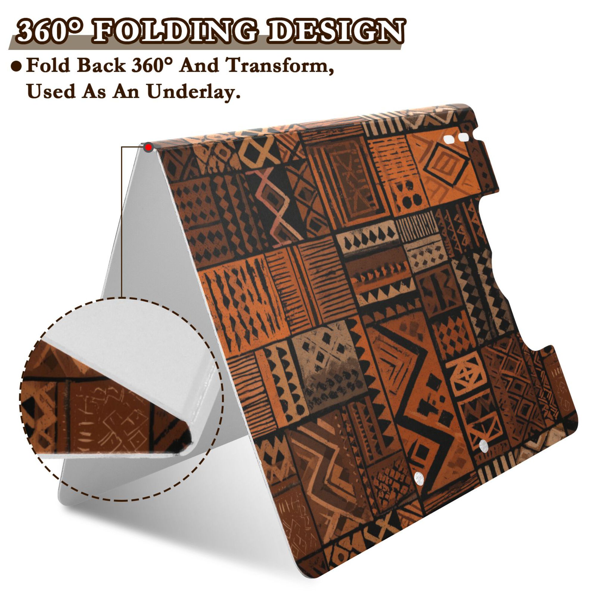 FORMRS A4 Clipboard Folder with Pen Holder Horizontal Foldable School Office Binder, Abstract Tribal Pattern