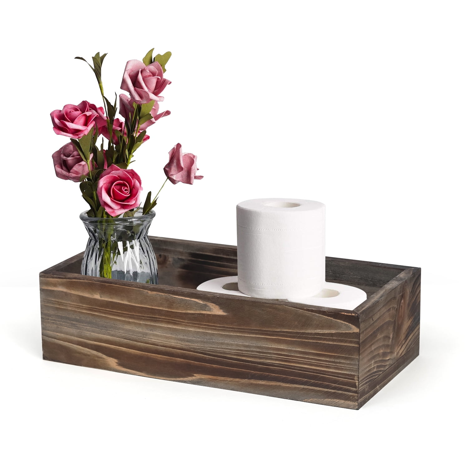 Homebeez Bathroom Decor Box,Rustic Wooden Storage Box for Farmhouse