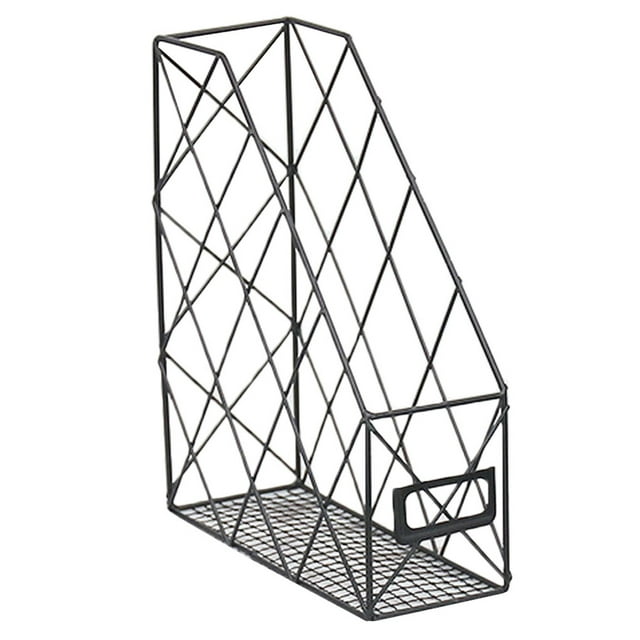 ziyahi File Storage Shelf Iron Grid Book Organizer Paper Magazine Documents Desktop black