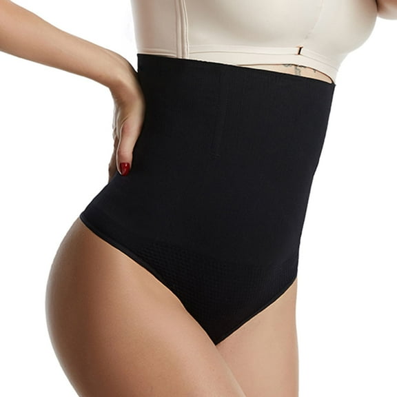 SWSMCLT Women's High Waist Shapewear Thong Postpartum Tight Underwear Body Shaper Shorts Firm Slimming Black Small