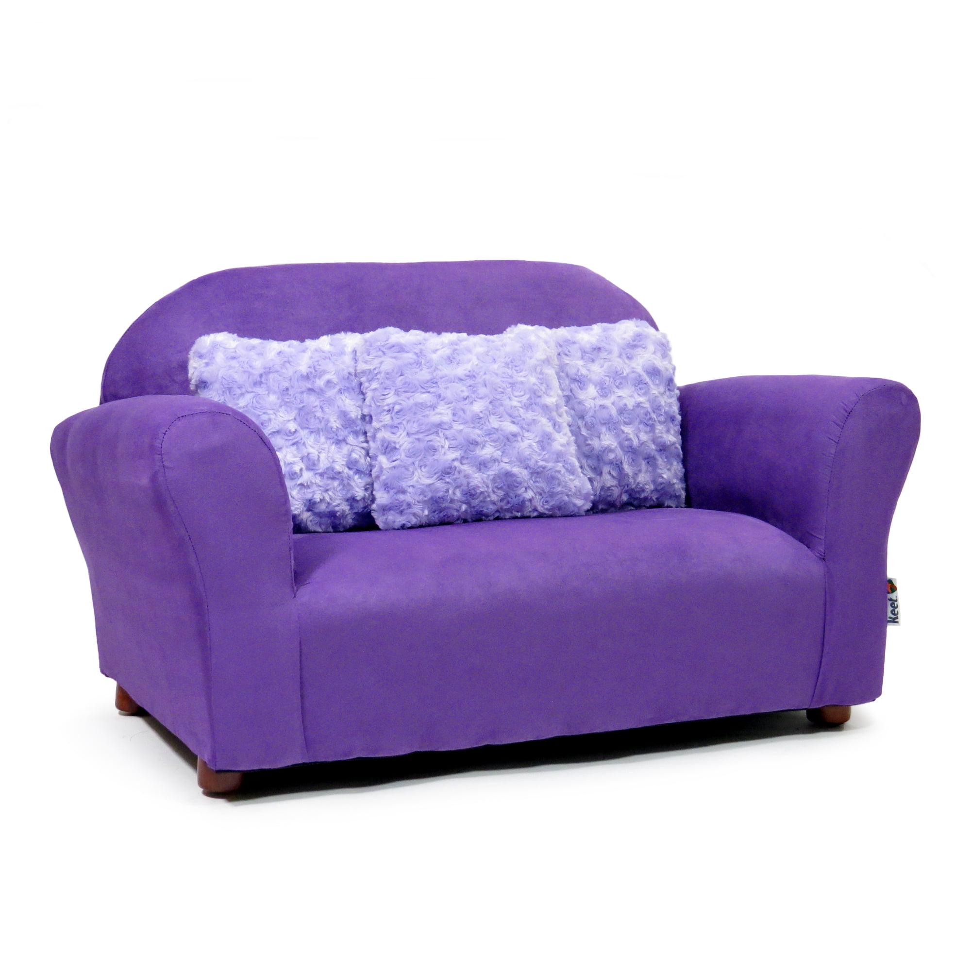 Keet Plush Children's Sofa with Accent Pillows, Purple