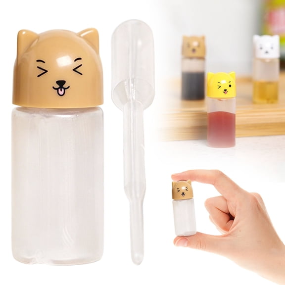 Mini Ketchup Bottles, Small Condiment Squeeze Bottles,Portable Ketchup Soy Sauce Salad Dressing Dispensers for Work School Camping Picnic Lunch Box(Brown)
