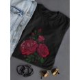 thumbnail image 3 of Cute Embroidery Red Roses T-Shirt Women -Image by Shutterstock, Female XX-Large, 3 of 4