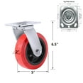 thumbnail image 4 of Polyolefinpolyurethane 5 Plate Caster Wheel 4 Pack, Top Plate Caster Extra Width 2 Inches, 3000 Lbs Total Capacity Sy America (5 Inches Pack Of 4 Swivel No Break Casters), 4 of 4