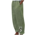 thumbnail image 2 of Wycnly on Sale Pants for Women Womens Plus Size Pants Vintage Cotton Linen Comfort Loose Straight Leg Long Pants Fashion Heart Print Elastic Waist Pocket Leisure Trousers, 2 of 4