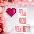 thumbnail image 4 of Voircoloria Cajas para bebés con letras, 4 globos transparentes para revelar el género, decoraciones para cumpleaños, bodas, baby shower (blanco), 4 of 7