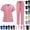 Pink, variant on YOUYEDIAN Scrubs for Women Quick Dry Nurse Uniform Short Sleeve V Neck Scrub Tops Elastic Waist Wide Leg Scrub Pants