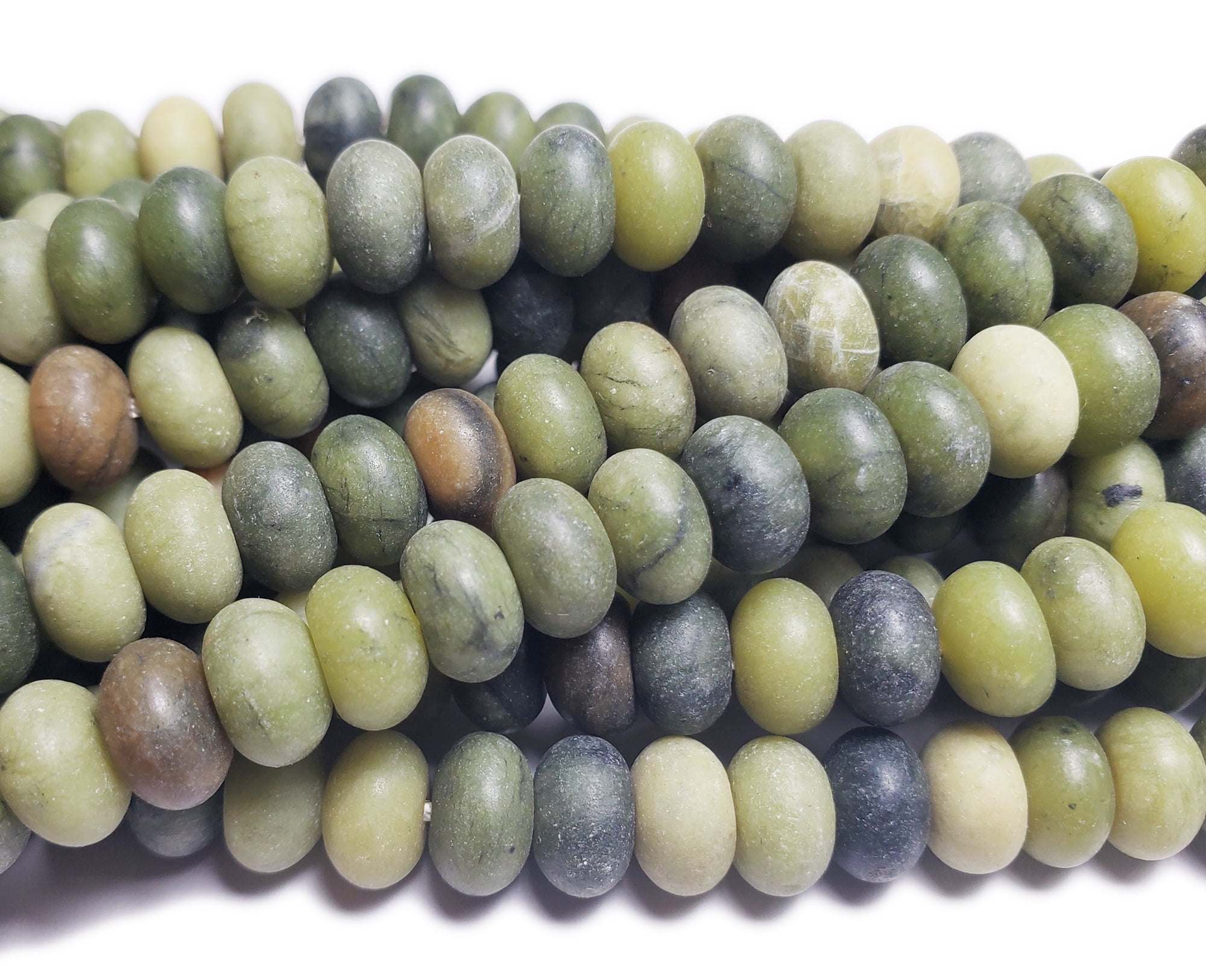 5x8mm Taiwan Green Jade Matte Rondelle Beads Genuine Gemstone Natural Jewelry Making