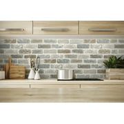 NextWall Washed Brick Peel and Stick Removable Wallpaper Soft Gray & Rust
