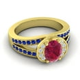 thumbnail image 3 of 2.35 Carat Oval Cut Red Ruby & Blue Sapphire Gemstone Shiny Engagement Ring for Ladies Solid 18K Yellow Gold Size 10.5 by Diamond-Capitals, 3 of 8