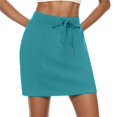 thumbnail image 1 of TZEWGL Womens Solid Linen Mini Golf Skirts Drawcord Low Elastic Waist Shorts A Line Skorts With Pockets For Female size L, 1 of 7