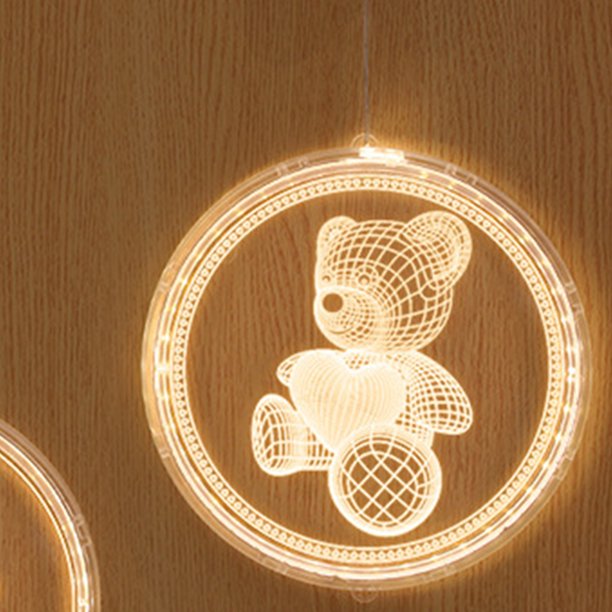 Lámpara Cadena de luz colgante de acrílico 3D Bear Heart LED Luces navideñas para el día de San Valentín Tmvgtek Para estrenar