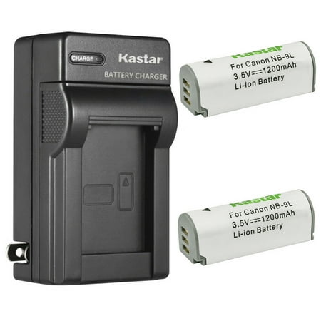 Kastar 2-Pack Battery and AC Wall Charger Replacement for Canon NB-9L NB-9LH Battery Canon CB-2LB CB-2LBE Charger Canon PowerShot N PowerShot N2 Powershot SD4500 IS IXUS 1000 HS IXY 50S Camera