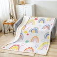 thumbnail image 2 of Rainbow Fleece Blanket , Colorful Cloud Throw Blanket Cartoon Iridescent Sherpa Blanket Rainbow Gifts Women, Rainbow Lines Striped Fuzzy Blanket, 2 of 6