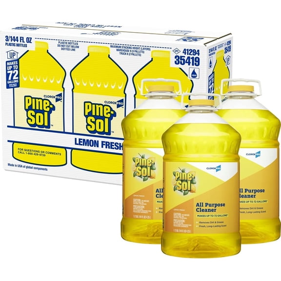 Clorox 35419 Pine-Sol Lemon Fresh All-Purpose Cleaner Bottle,144-Ounce (3-Pack)