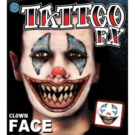 Clown Face Tattoo Adult Halloween Accessory
