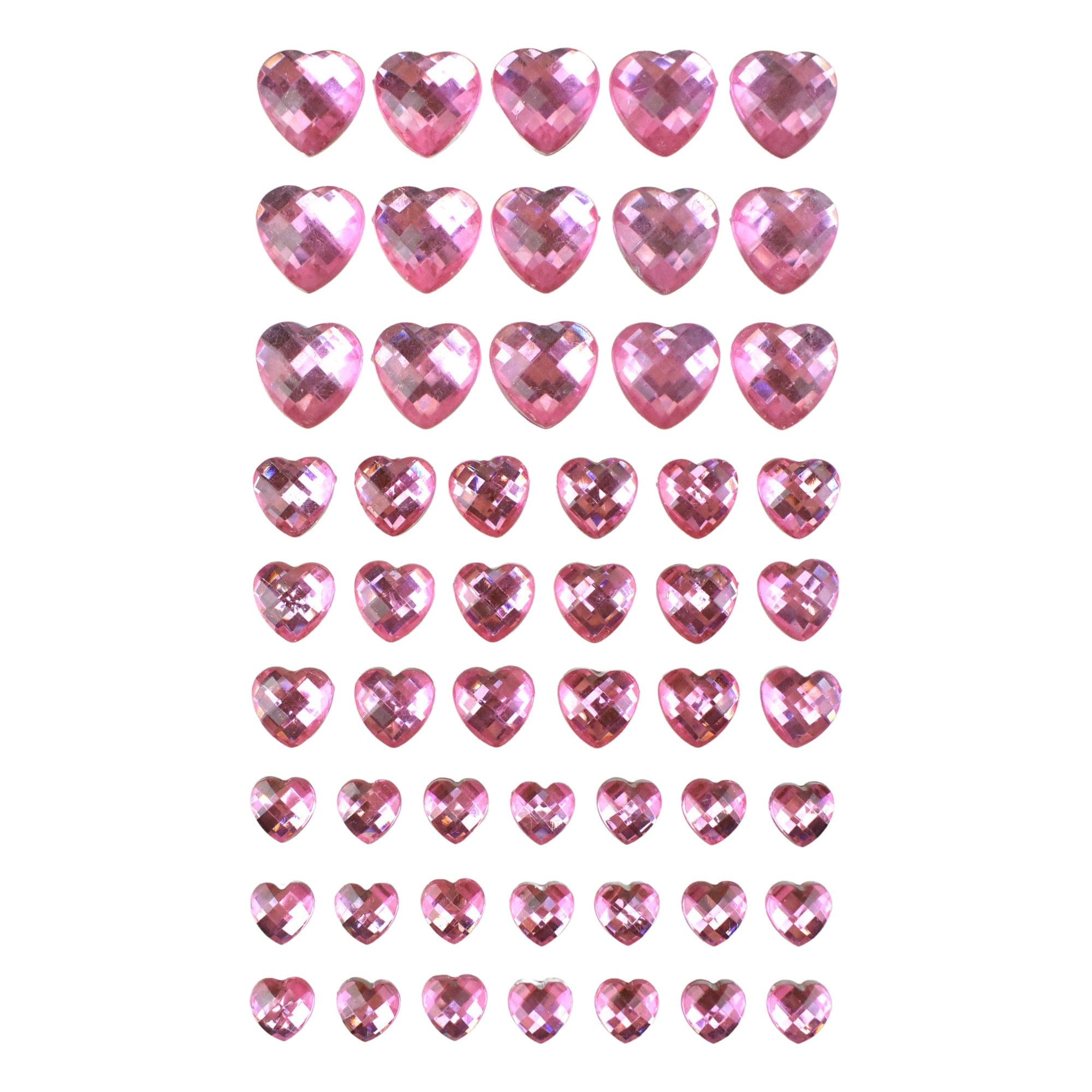 Heart Shaped Rhinestone Stickers, Assorted Sizes, 54-Count - Red