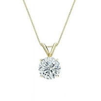 JeenMata Solitaire 1 Carat Round Shape Moissanite Pendant Necklace In 18K Yellow Gold Plating Over Silver