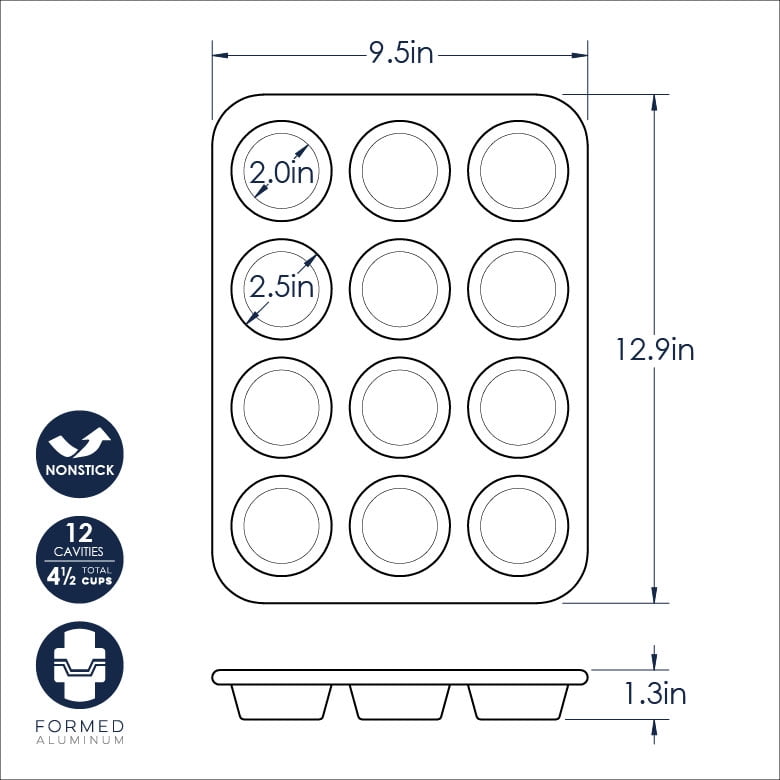 4pc Nordic Ware Nonstick Aluminum Brilliant Bakeware Quarter Sheet, 9x13 Cake Pan and Muffin with Lid, Silver and Blue