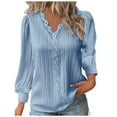 thumbnail image 2 of Leesechin Womens Pleated Long Sleeve Shirts Crew Neck Casual Tops Fall Loose Fitting T Shirt, 2 of 6