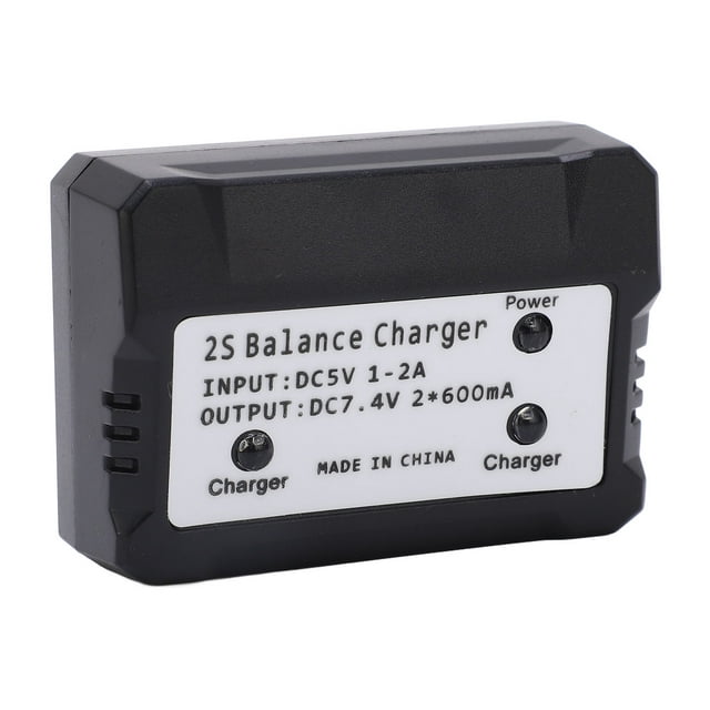 Cargador de equilibrio 2S, cargador de batería LiPo de 7,4 V para Wltoys RC, coche, barco, avión, juguete, negro