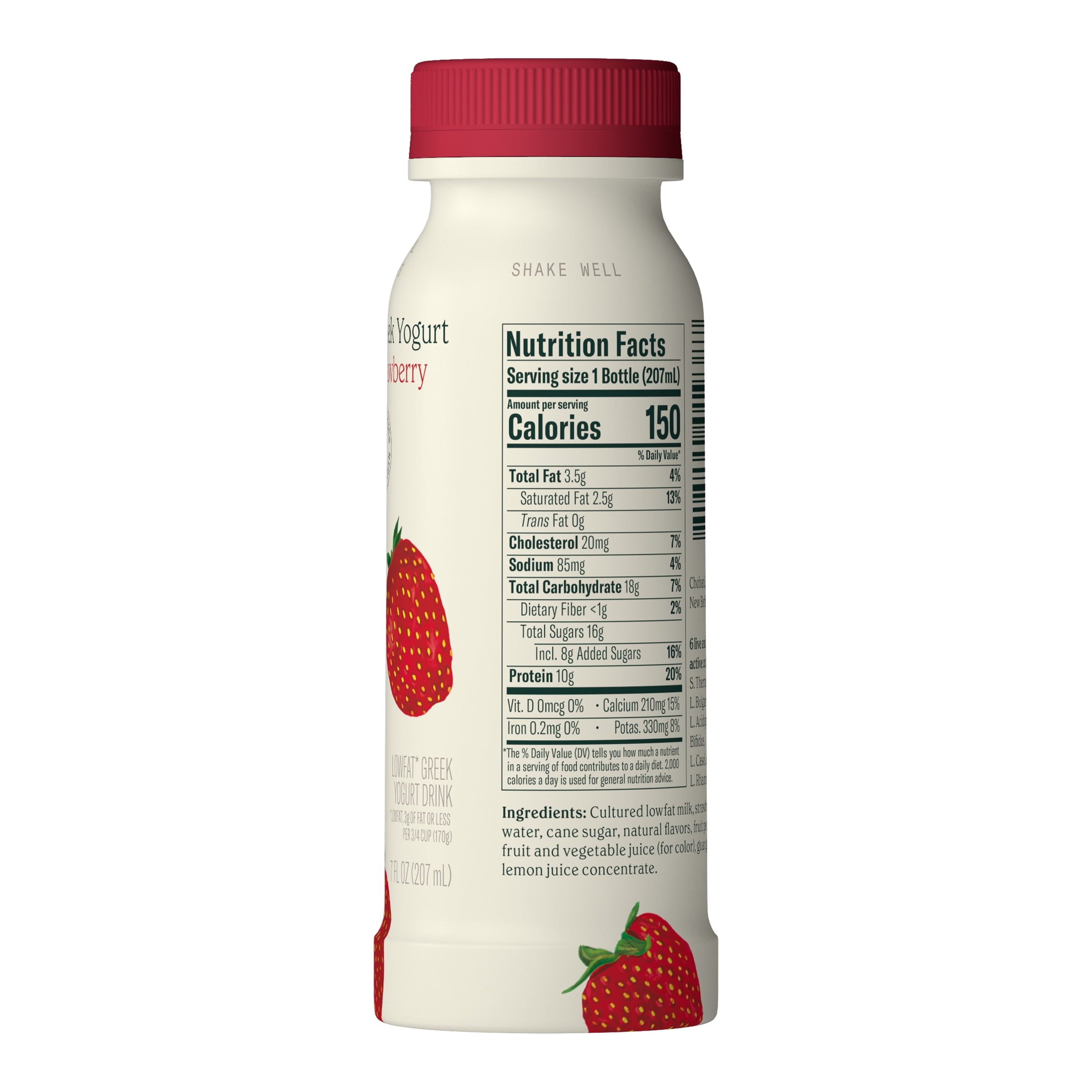 Chobani Low-Fat Greek Yogurt Drink Strawberry 7 fl oz Bottle
