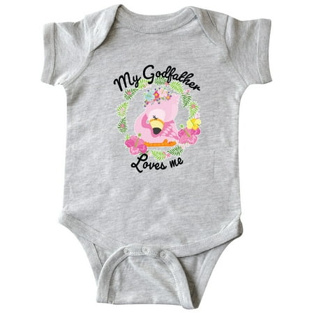 

Inktastic Baby Flamingo My Godfather Loves Me in Flower Wreath Gift Baby Boy or Baby Girl Bodysuit
