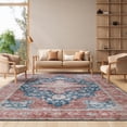 thumbnail image 4 of Safavieh Tucson Nazca Oriental Machine Washable Area Rug, Navy/Rust, 3' x 5', 4 of 15