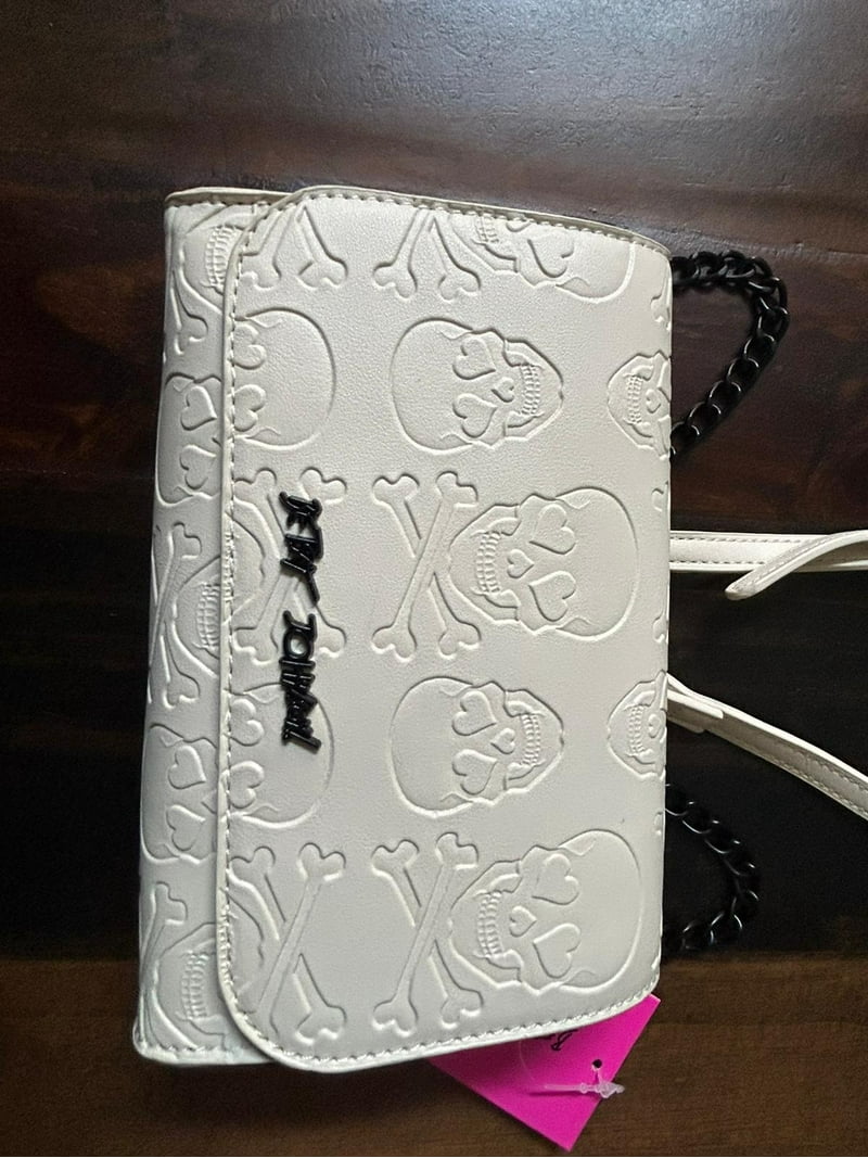 Sac à Main Betsey Johnson Crâne - Fausse Peau - Crème - Neuf Avec étiquettes