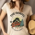 thumbnail image 4 of Christian T-Shirt – The Good News of Jesus Christ, 1 Corinthians 15:1-4 Graphic Tee, Azalea, Size L, 4 of 6