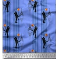 thumbnail image 1 of Soimoi Blue Silk Fabric Stripes & Eiffel Tower Love Fabric Prints By Yard 42 Inch Wide, 1 of 3
