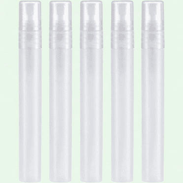 Refillable Perfume Pen 10ml - Set of 5 Mini Spray Tubes, Frosted Plastic, Travel and Gift