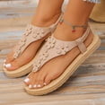 thumbnail image 6 of Miluxas Sandals Women Flat Shoes: Dressy Summer Bohemian Flats Shoes for Women Sandals Comfortable Ankle Strap Outdoor Walking Beige 9.5(43), 6 of 8
