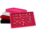 thumbnail image 4 of Velvet 7 Slots Ring Earrings Trays Showcase Display Stackable Jewelry Organizer, Black, 4 of 4