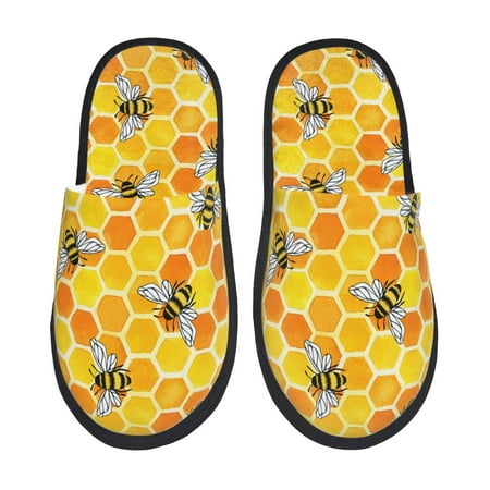 Balery Honeycombs Slient Indoor Furry Fleece Comfort House Shoes Soft Non-Slip Home Shoes Cotton slippers House Slippers-- Large
