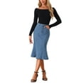 thumbnail image 2 of INSPIRE CHIC Women's Skirts Fishtail Bodycon High Waist Midi Jean Denim Skirt L Sky Blue, 2 of 6