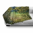 thumbnail image 2 of Landscape Soft Flannel Fleece Throw Blanket, Summer Morning on the Hintersee Lake Salzburg Umgebung Picturesque, Cozy Plush for Indoor and Outdoor Use, 70" x 90", Yellow Green and Blue, by Ambesonne, 2 of 5