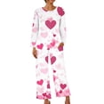 thumbnail image 6 of Rciityk Valentines Pajamas for Women Ladies Pajamas Sets Casual Long Sleeve Cute Heart Print Crew Neck Casual Tops with Pants Pjs Sets, 6 of 6