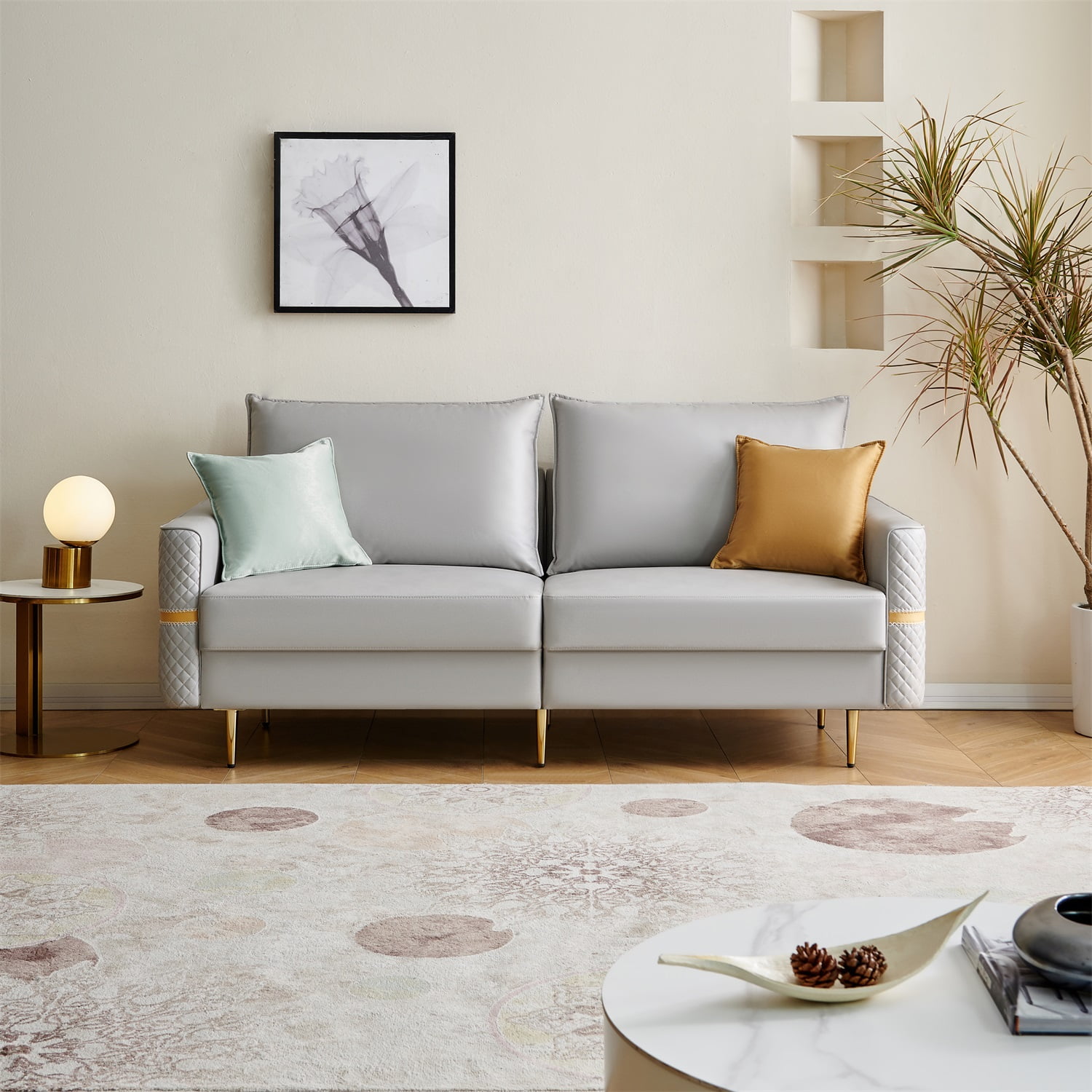 Kadyn 73.22" 2 Seat Couch Sofa, Modern Fabric Loveseat Sofa with 2 Pillows, Heavy Duty Sleeper Sofa for Living Room, Light Grey Kadyn 73.22" 2 Seat Couch Sofa, Modern Fabric Loveseat Sofa with 2 Pillows, Heavy Duty Sleeper Sofa for Living Room, Light Grey